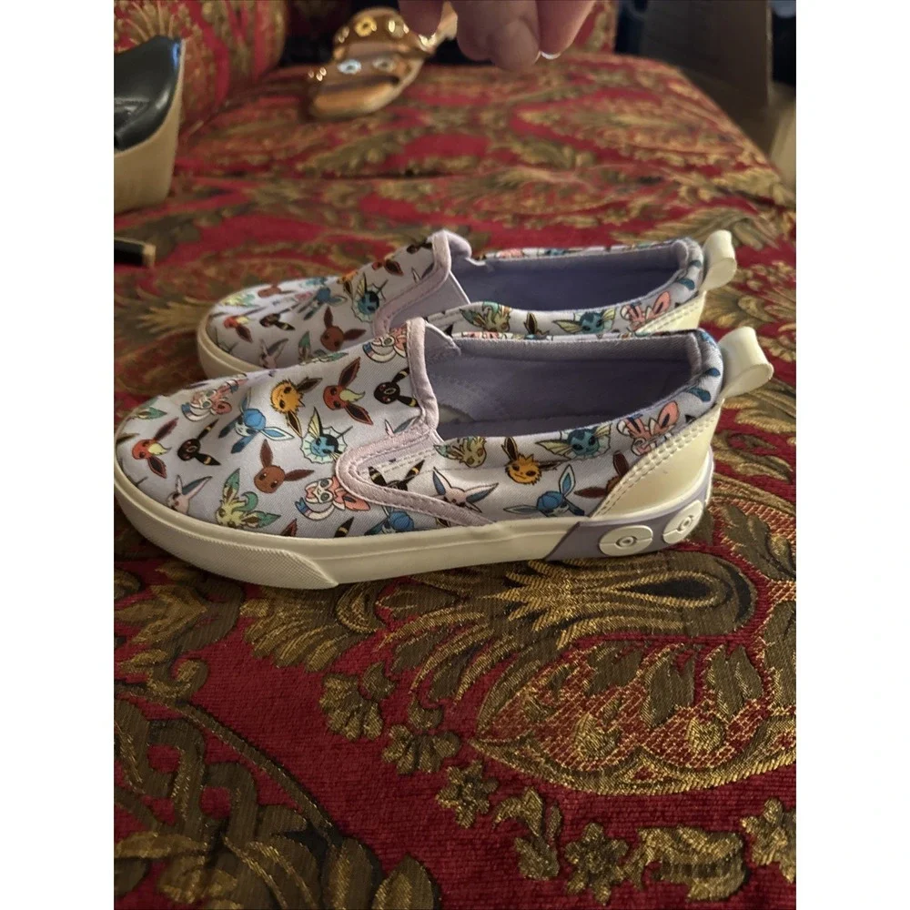 Pokemon slip on Shoes Teens Size 3 Purple white Anime Ground Up